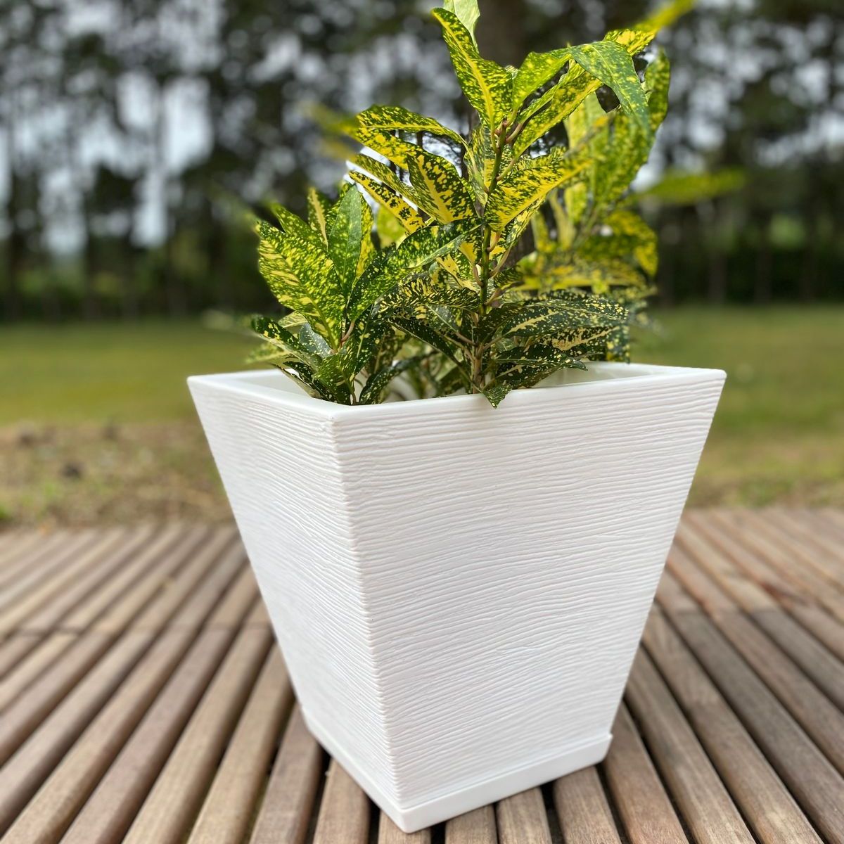 FLORIDIS - MACETERO FLORIDIS BLANCO ZURIQUE 34CM ALTO CON PLATO