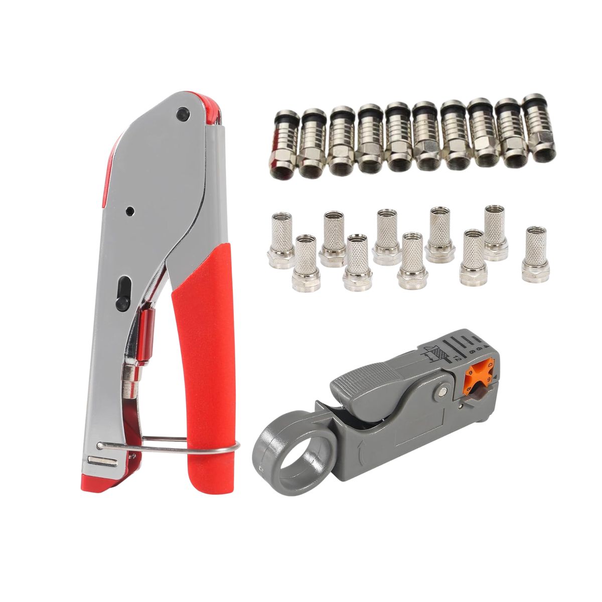 GENERICO - Crimpeadora Coaxial + Conectores RG6 y RG56 + Pelacable
