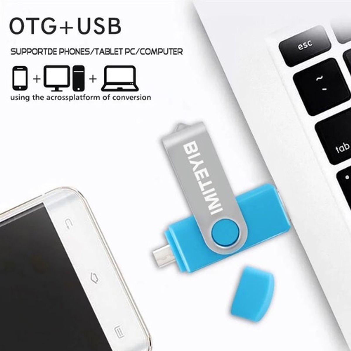 GENERICO - Pendrive OTG USB y Micro USB Booteable 8 Gigabite Verde, Biyutemi (8GB)