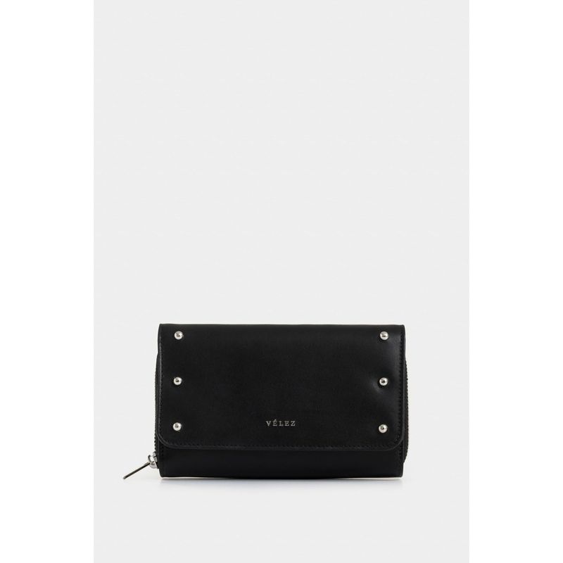 VELEZ - Vélez Billeteria Palma Cuero Folia Mujer Efecto Croco Negro