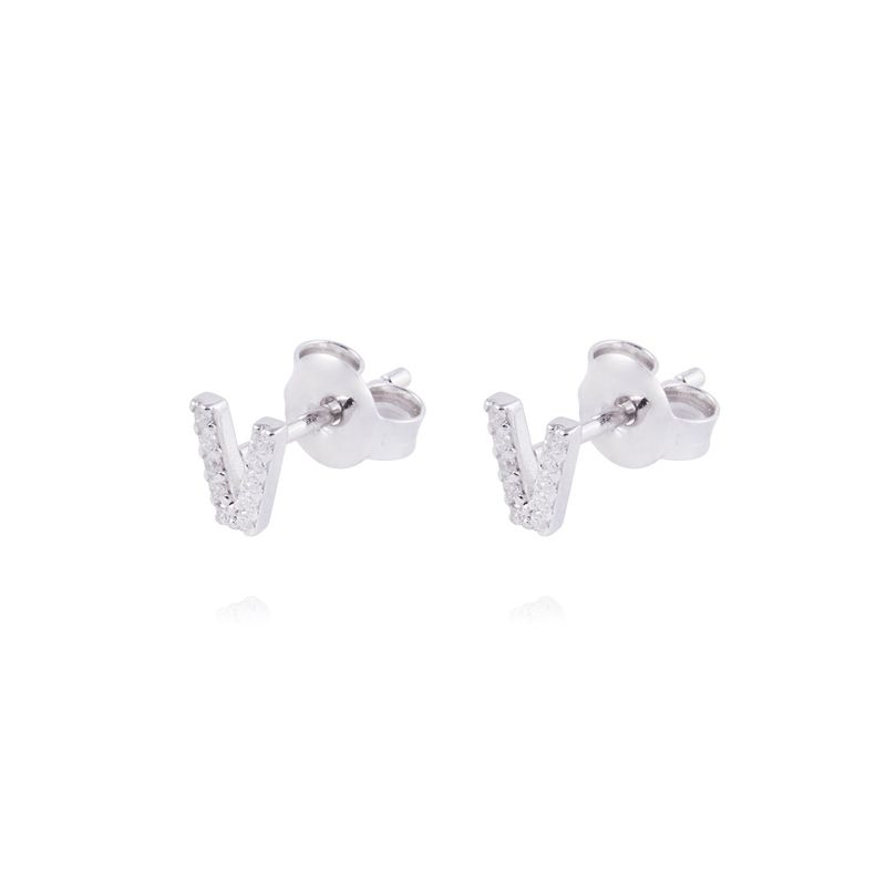 JB JOYAS BARON - Aros de Plata Esterlina 925 Letra V