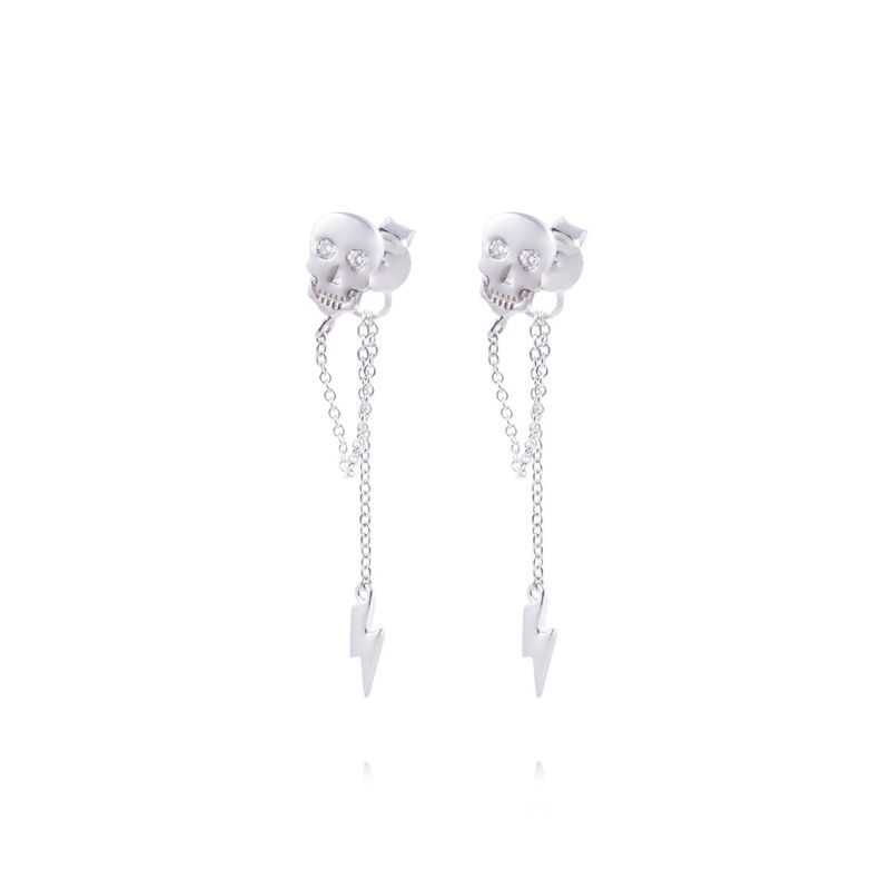 JB JOYAS BARON - Aros de Plata Esterlina 925 Calabera cadenas