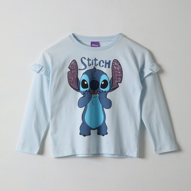 DISNEY - Polera Manga Larga Stitch con Lentejuelas - Niña 4-7 Años