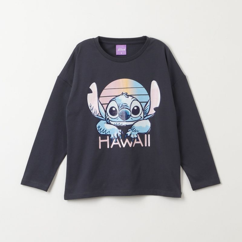 DISNEY - Polera Manga Larga Niña Lilo & Stitch Hawaii Azul Disney