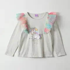 DISNEY - Polera Manga Larga Niña Unicornio Maggic Gris Unicornio