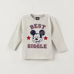 DISNEY - Polera Manga Larga Niño Mickey Best Giggle Gris