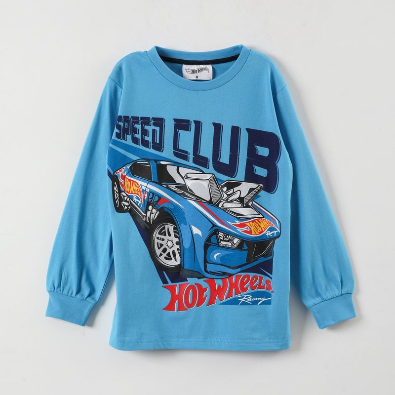 HOT WHEELS - Polera Manga Larga Niño Speed Club Azul Hot Wheels