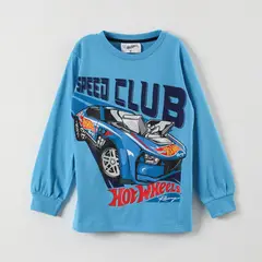 HOT WHEELS - Polera Manga Larga Niño Speed Club Azul