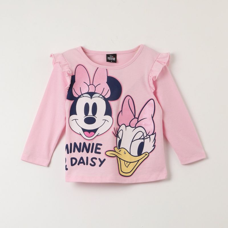 DISNEY - Polera Manga Larga Niña Minnie & Daisy Rosado Disney