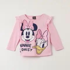 DISNEY - Polera Manga Larga Niña Minnie & Daisy Rosado