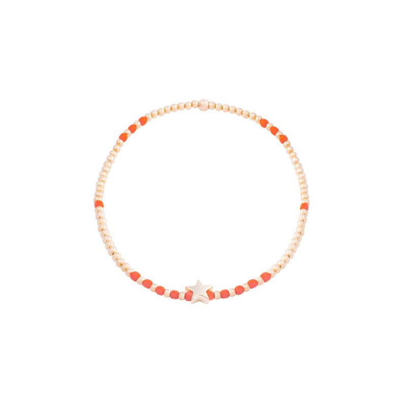 JB JOYAS BARON - Pulsera de Plata Esterlina 925 Estrella naranja Bañado en Oro 14kt