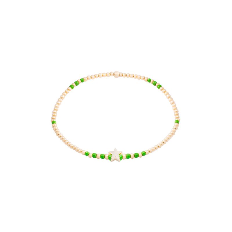 JB JOYAS BARON - Pulsera de Plata Esterlina 925 Estrella verde Bañado en Oro 14kt