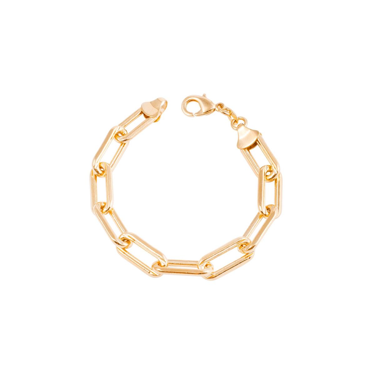 JB JOYAS BARON - Pulsera Plata Esterlina 925 Eslabón Grueso Bañado Oro 14kt