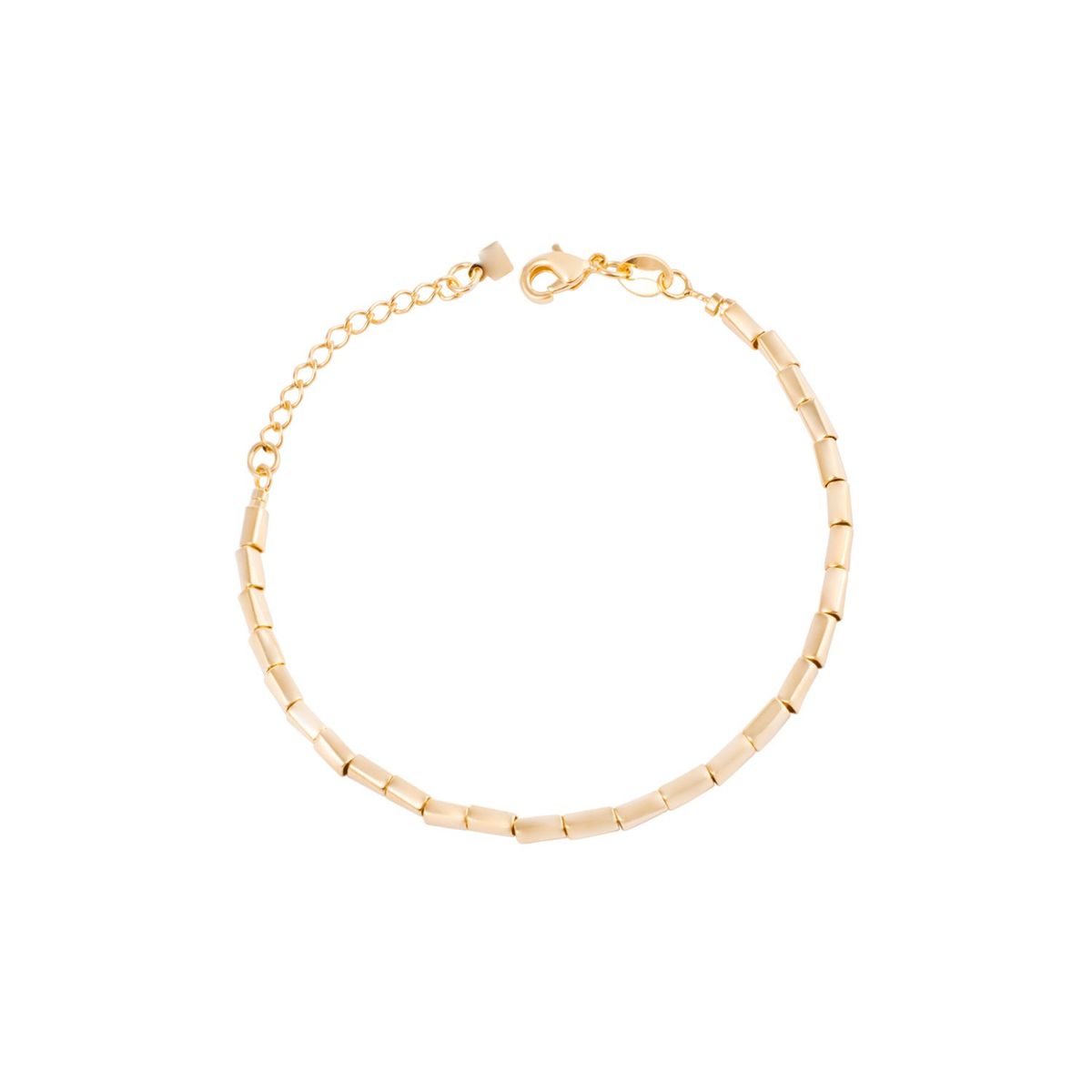 JB JOYAS BARON - Pulsera de Plata Esterlina 925 Cuadraditos Bañado en Oro 14kt