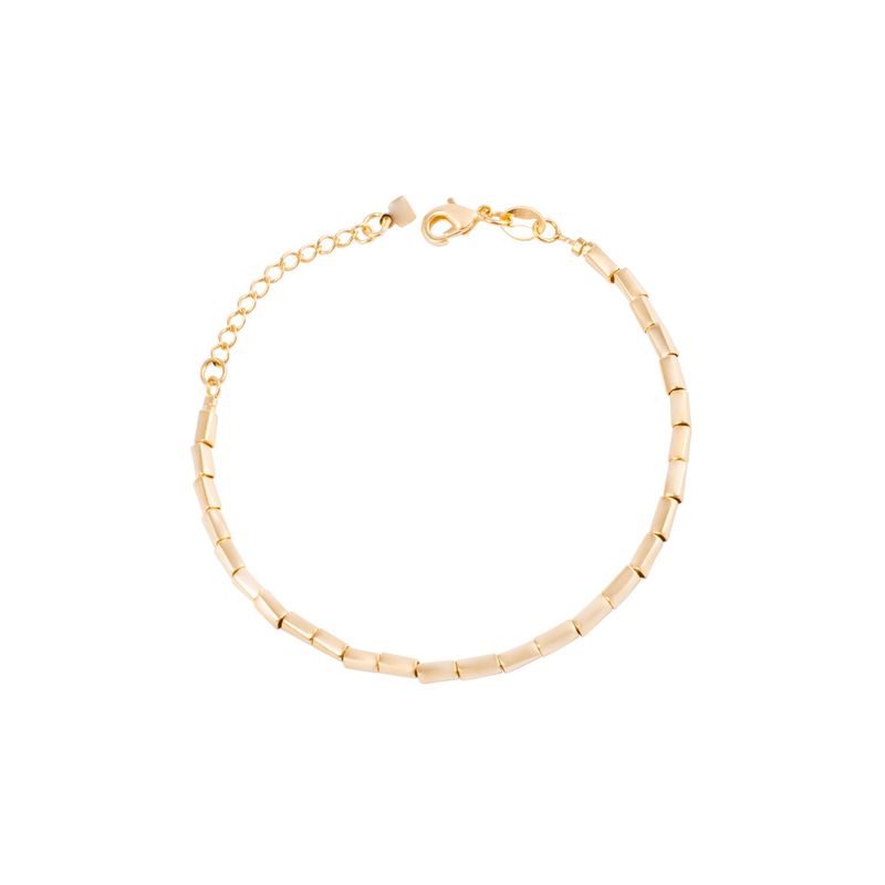 JB JOYAS BARON - Pulsera de Plata Esterlina 925 Cuadraditos Bañado en Oro 14kt