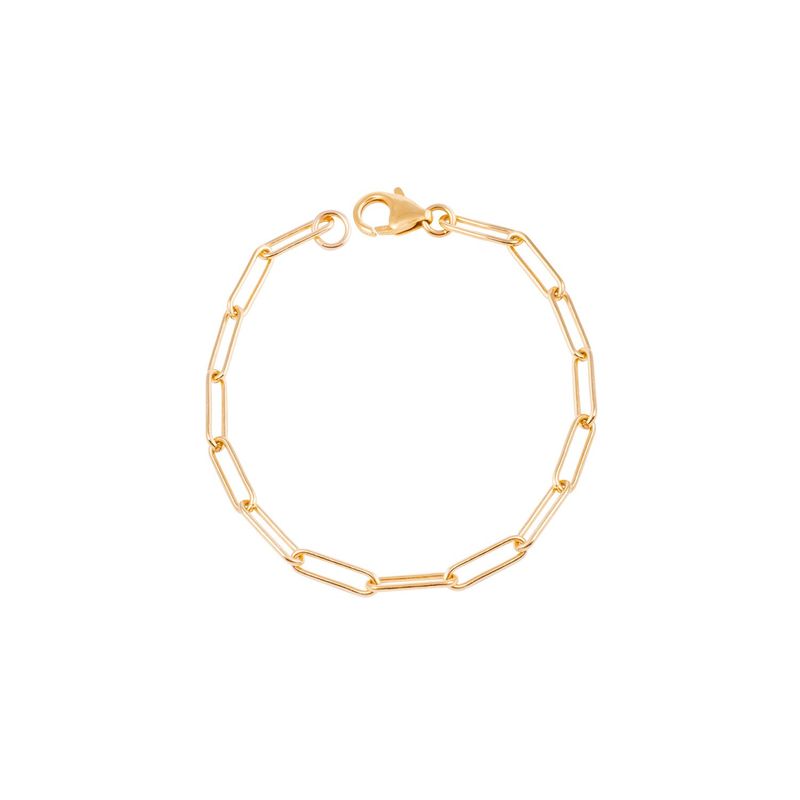JB JOYAS BARON - Pulsera de Plata Esterlina 925 Eslabón mediano Bañado en Oro 14kt