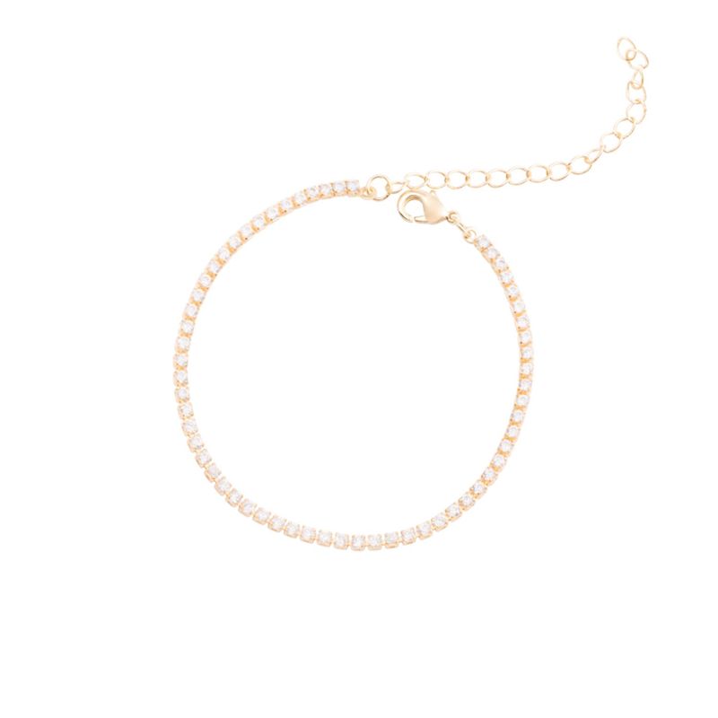 JB JOYAS BARON - Pulsera de Plata Esterlina 925 Cristal Blanco Bañado en Oro 14kt