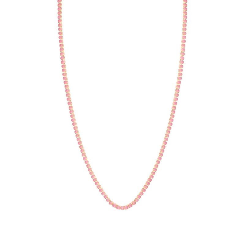 JB JOYAS BARON - Collar de Plata Esterlina 925 Cristal rosado Bañado en Oro 14kt