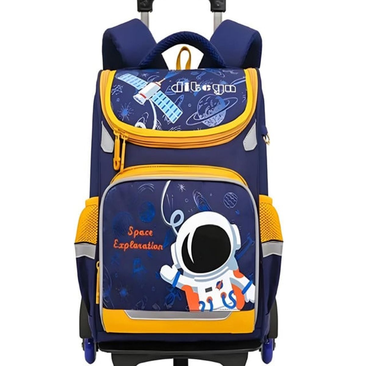 GENERICO - Mochila Escolar con Ruedas para Niños Bolso AZUL CON AMARILLO