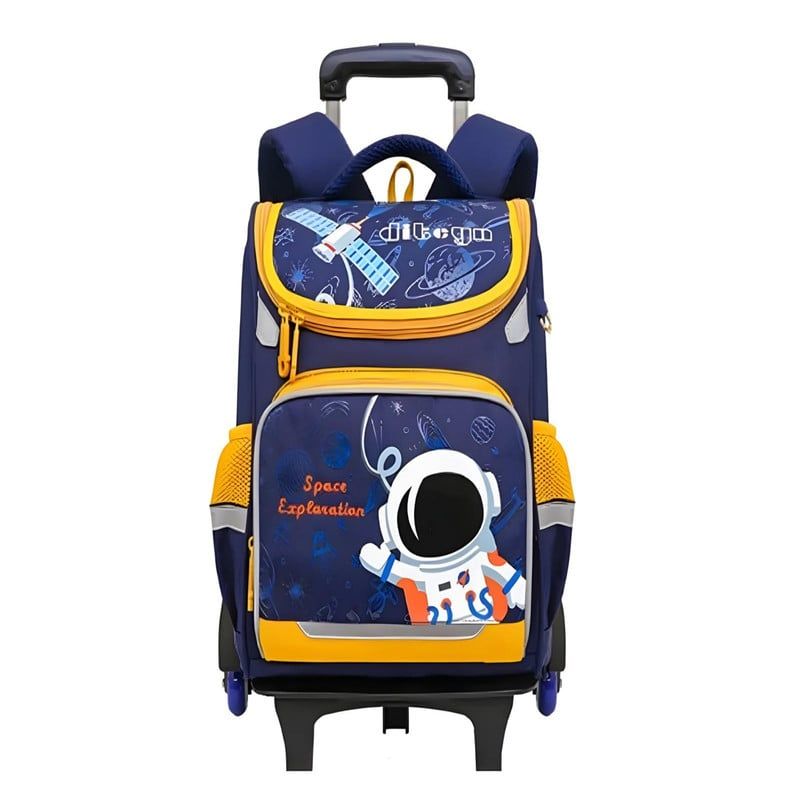 GENERICO - Mochila Escolar con Ruedas para Niños Bolso AZUL CON AMARILLO
