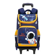 GENERICO - Mochila Escolar con Ruedas para Niños Bolso AZUL CON AMARILLO