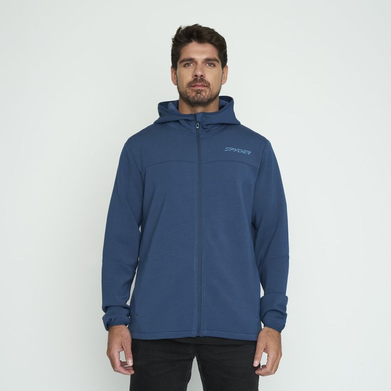 SPYDER - Polerón Lifestyle Hombre Spyder Light Hoodie full Zip Azul