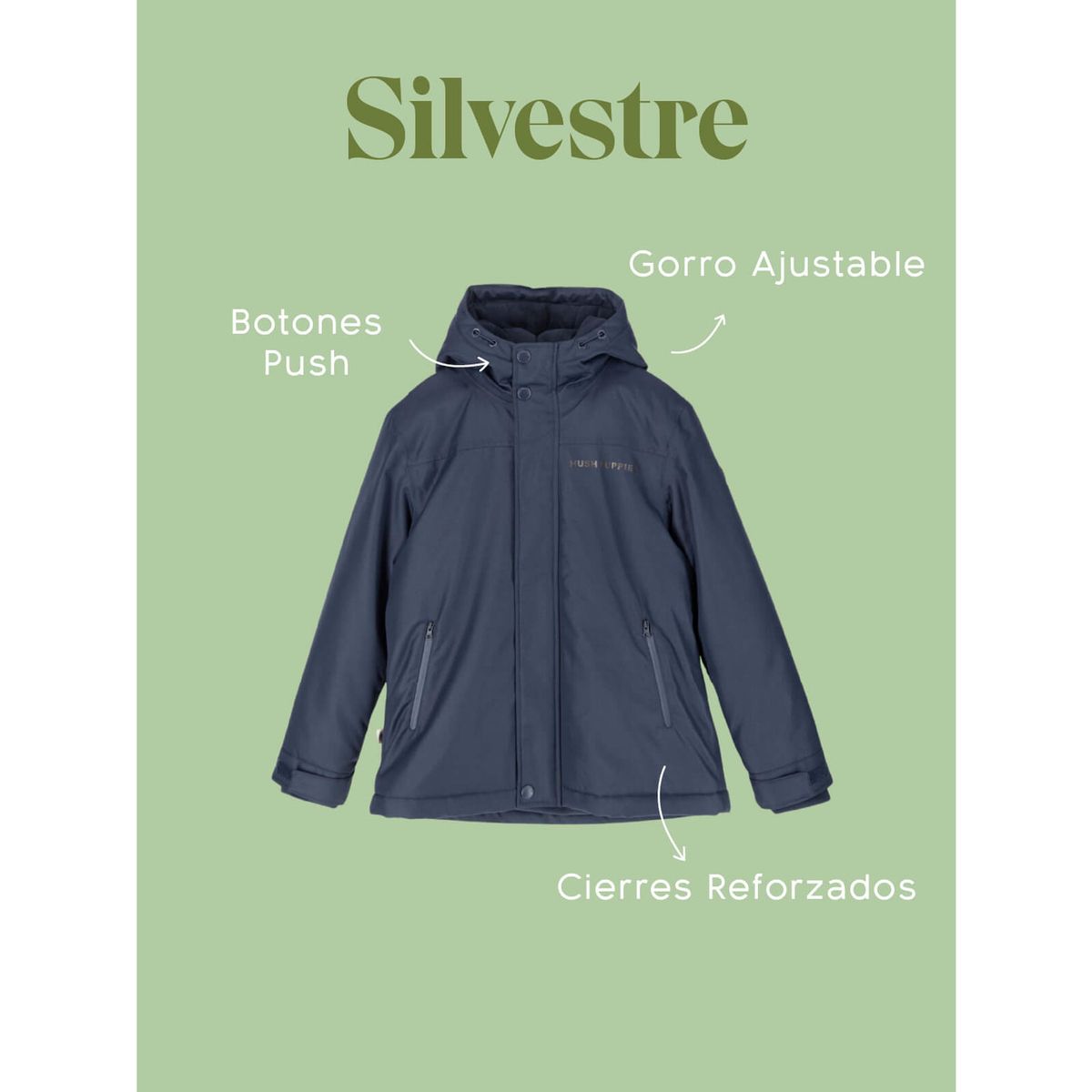 HUSH PUPPIES - Chaqueta Impermeable Niño Silvestre Azul HUSH PUPPIES