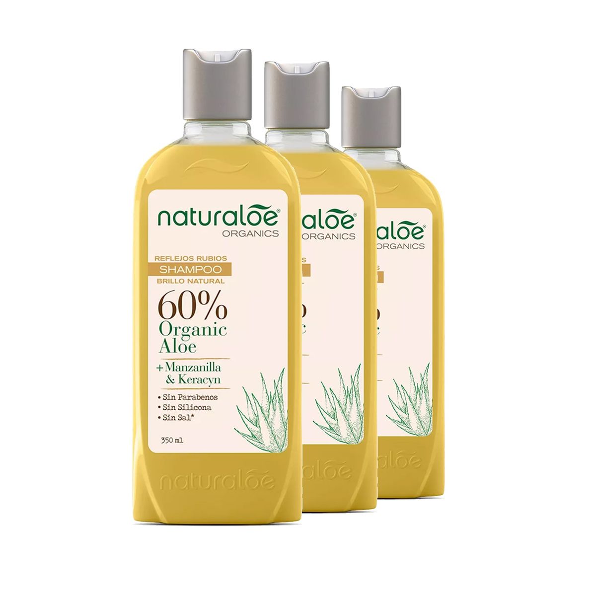NATURALOE - Pack 3 Shampoo Reflejos Rubios 350 ml Naturaloe