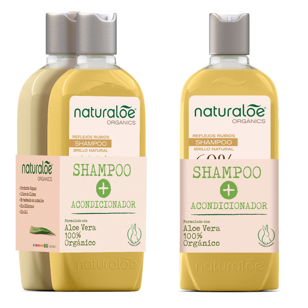 NATURALOE - Set Naturaloe Shampoo + Acondicionador Reflejos Rubios 350ml