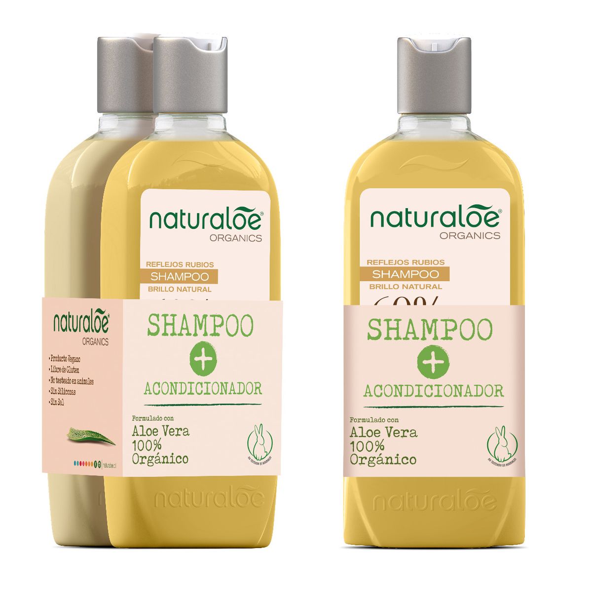 NATURALOE - Set Naturaloe Shampoo + Acondicionador Reflejos Rubios 350ml