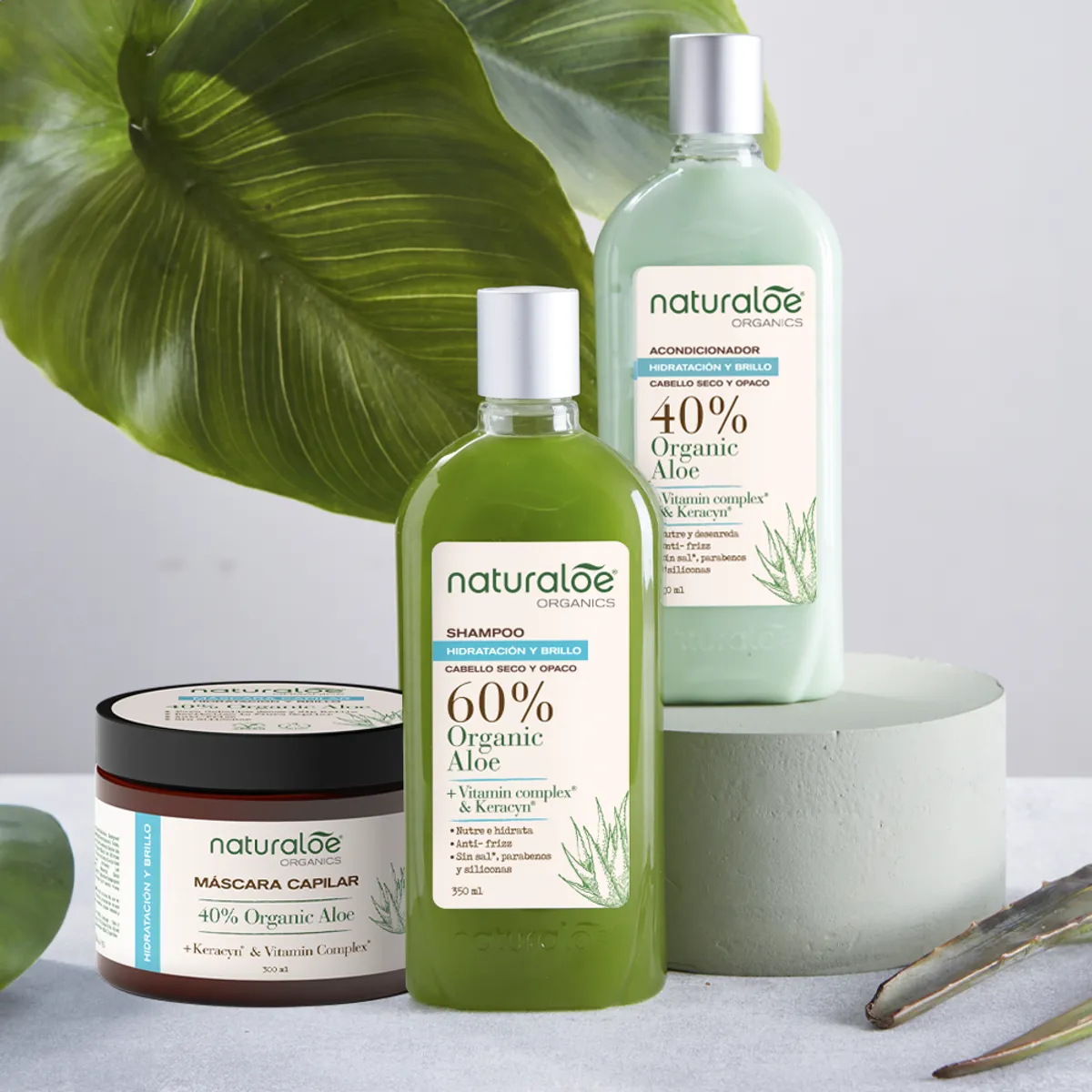 NATURALOE - Set Shampoo + Acondicionador + Masc Hidratación & Brillo