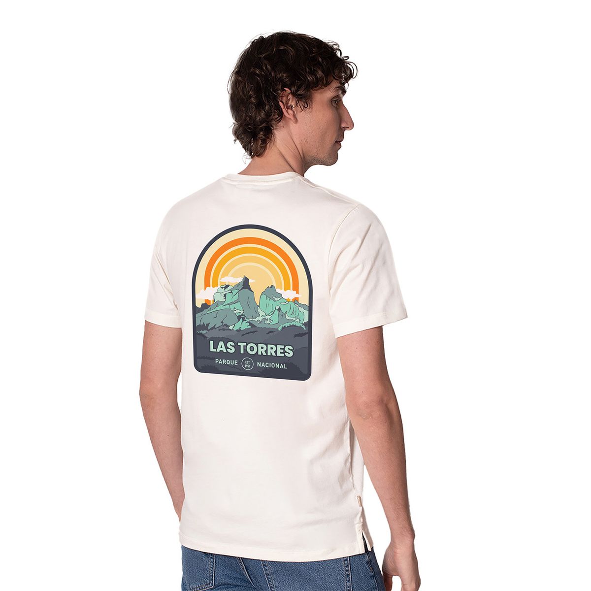 LENGA - Polera Hombre Algodón Orgánico Las Torres Horizonte protección UV Lenga