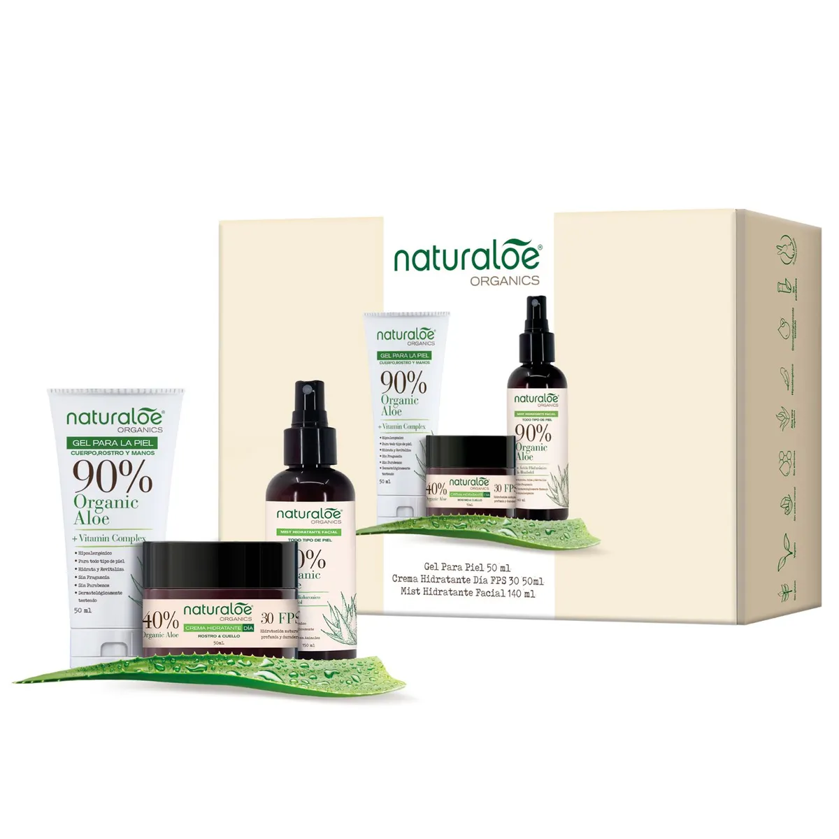 NATURALOE - Set Naturaloe Crema día + Mist Facial + Gel hidratante