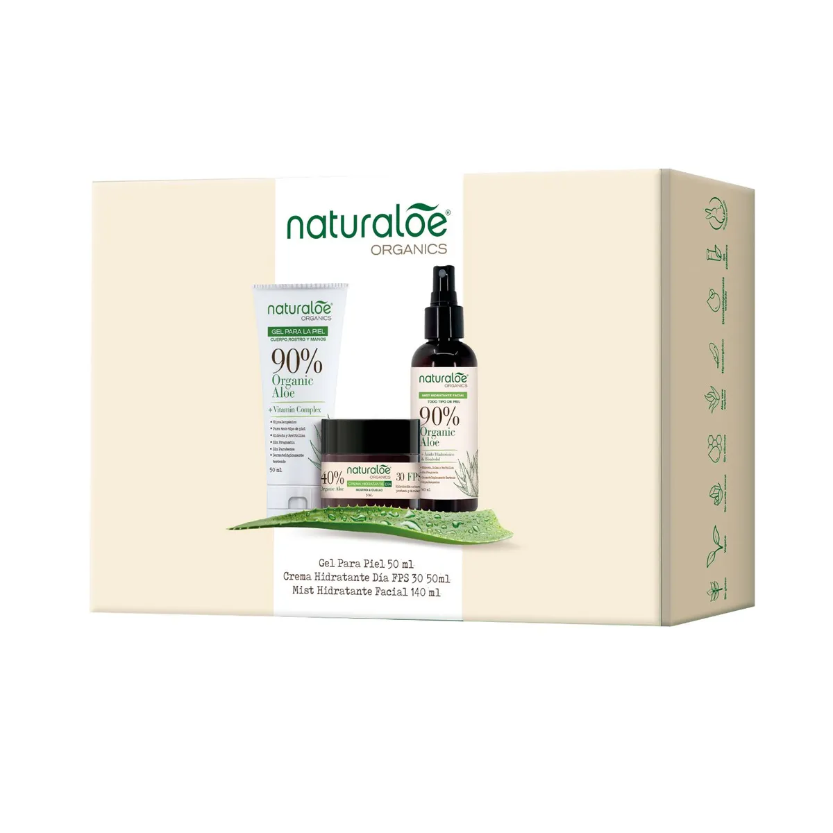 NATURALOE - Set Naturaloe Crema día + Mist Facial + Gel hidratante