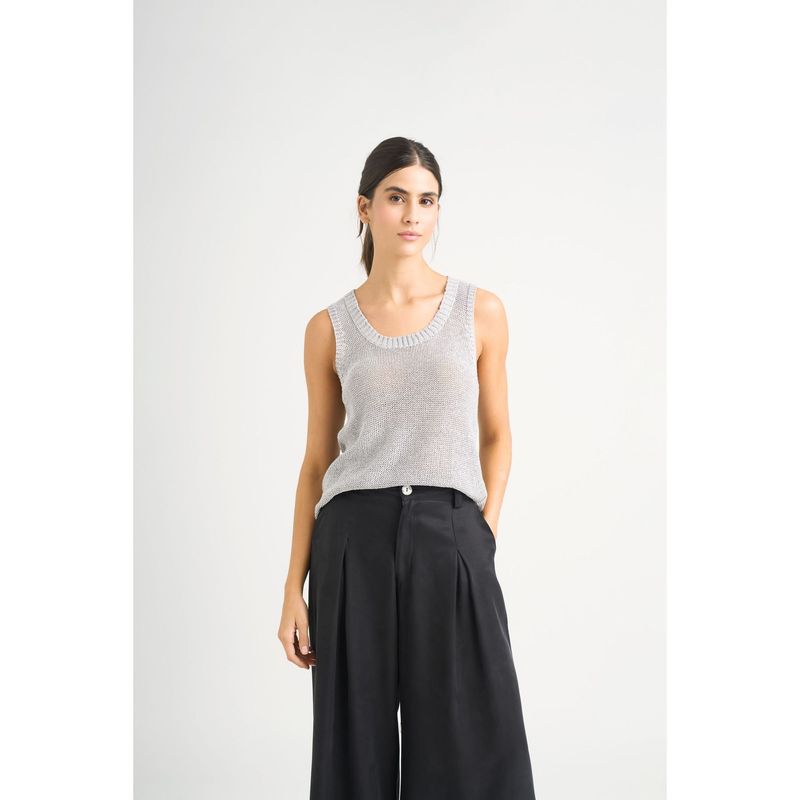 VELEZ - Vélez Polera Tejida Para Mujer Efecto Metalizado Lúre Gris