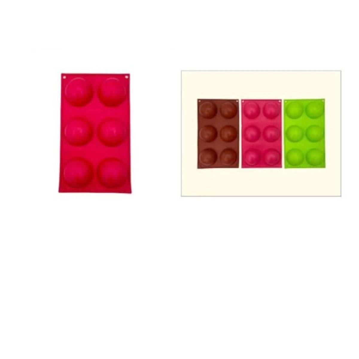 GENERICO - Molde De Silicona De 6 Divisiones Colores Surtidos Queque Liso