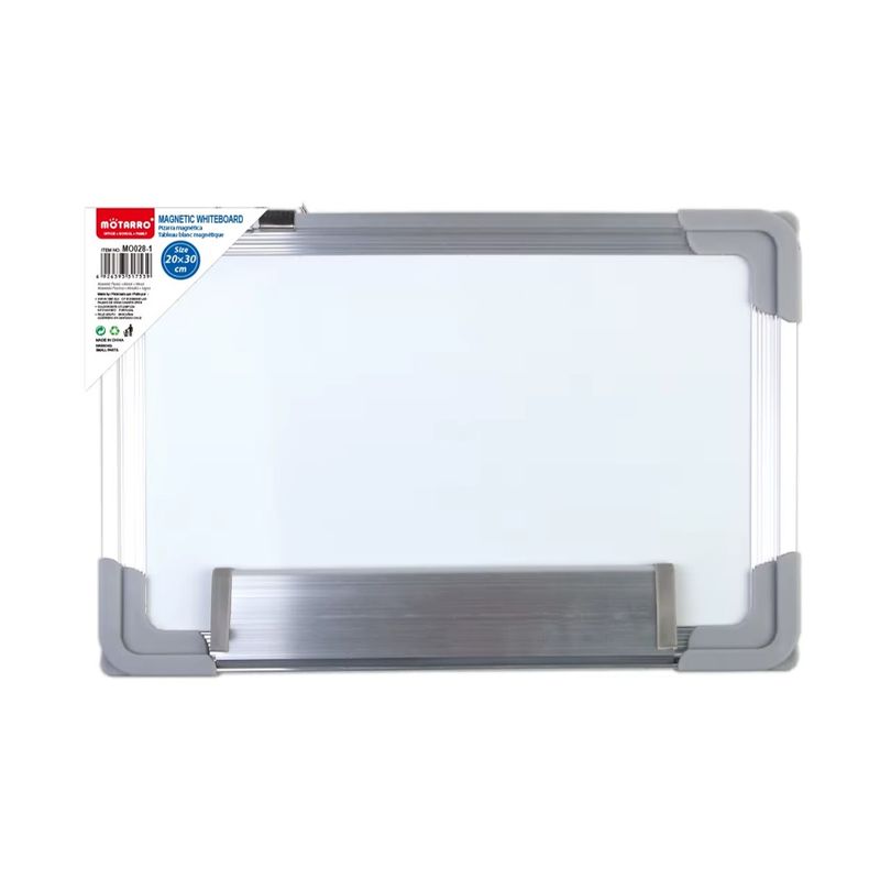 MOTARRO - Pizarra Magnética Blanca Con Marco de Aluminio 20 x 30cm