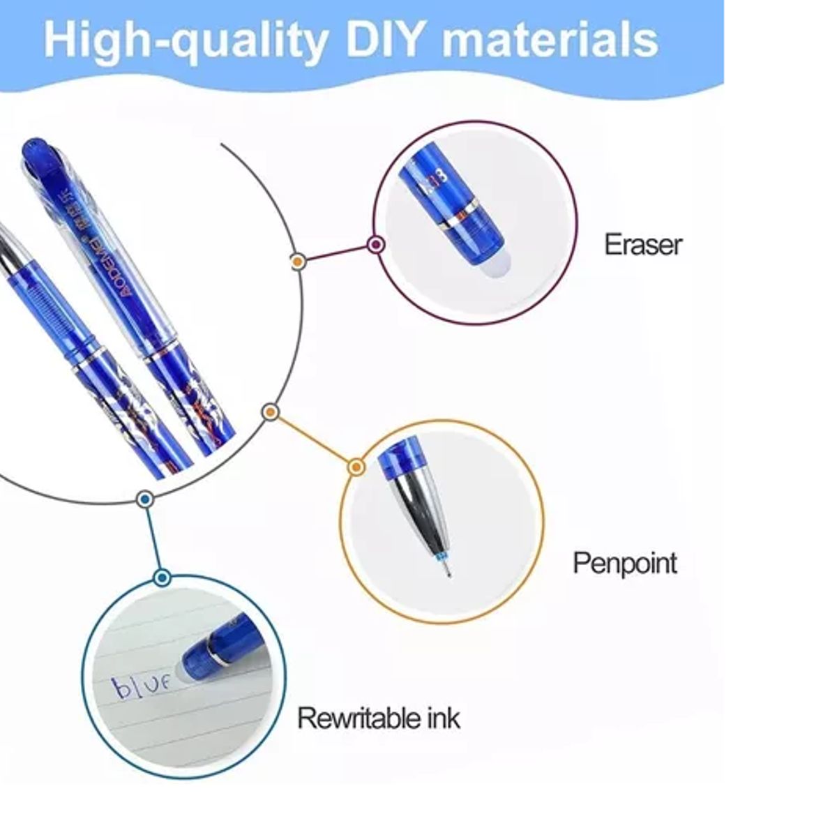 GENERICO - X12 Lapiz Magico Bolígrafo Tinta Gel Borrable Pasta 05mm