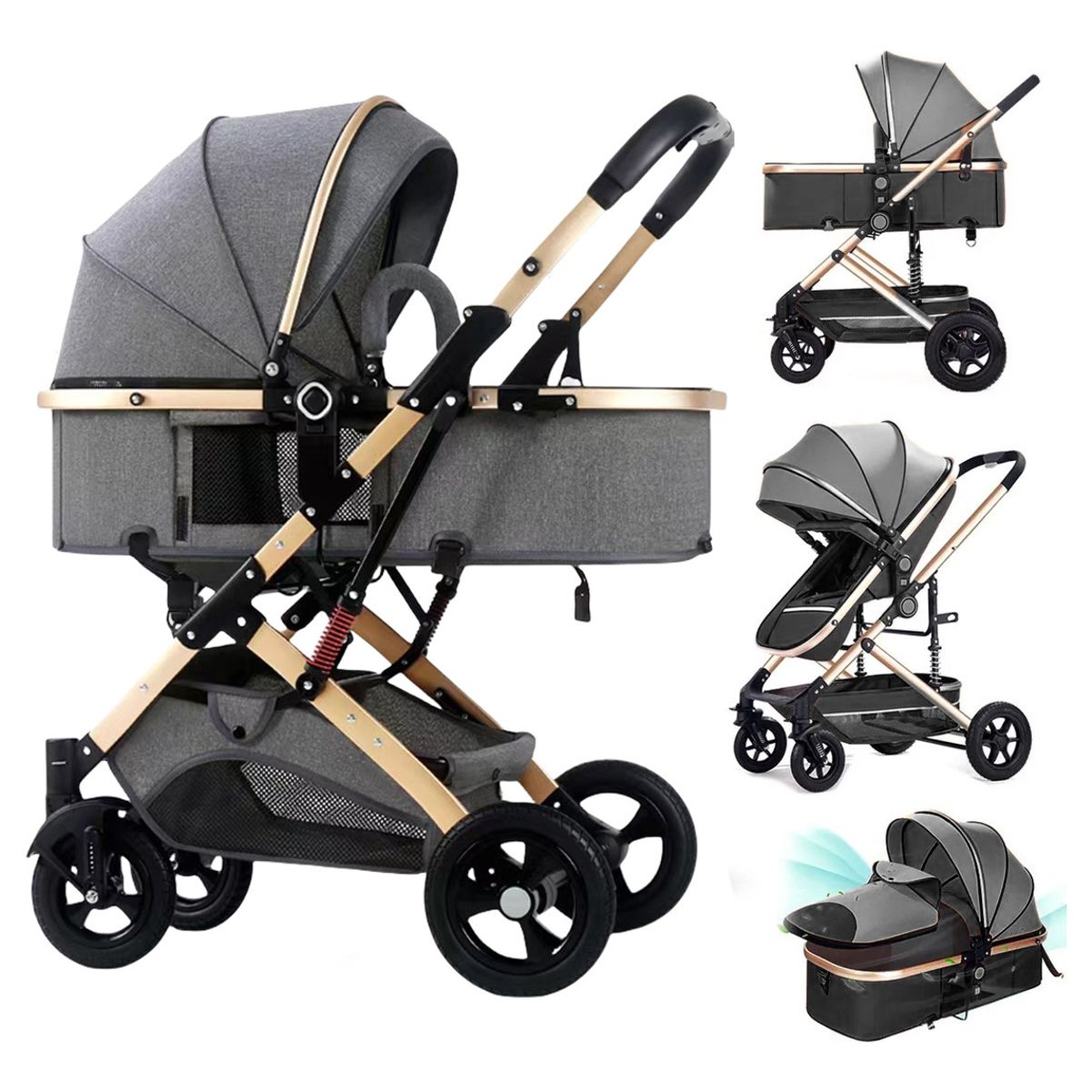 EVERSO - Carriola De Bebé Para Viaje Bastón Cochecito Con Portabebé