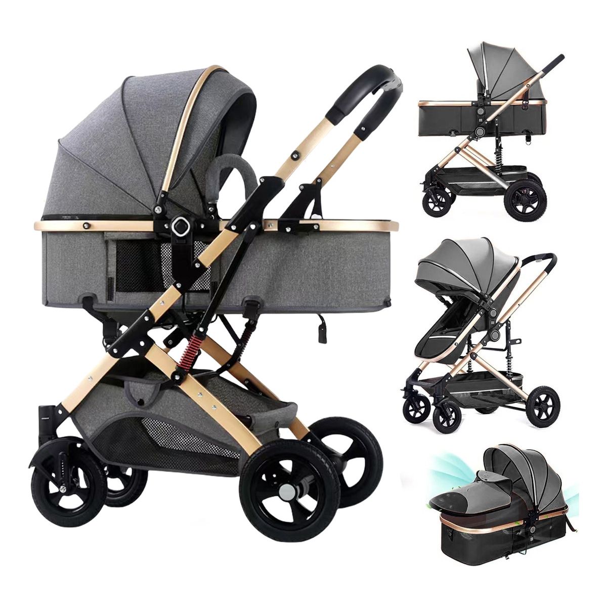 EVERSO - Carriola De Bebé Para Viaje Bastón Cochecito Con Portabebé