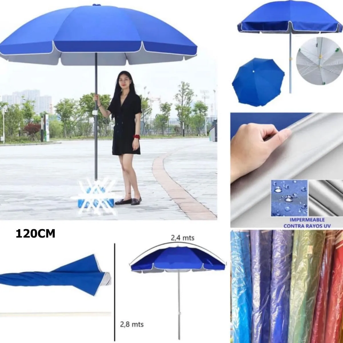 GENERICO - Quitasol Grande Para Verano Con Protección uv 120CM