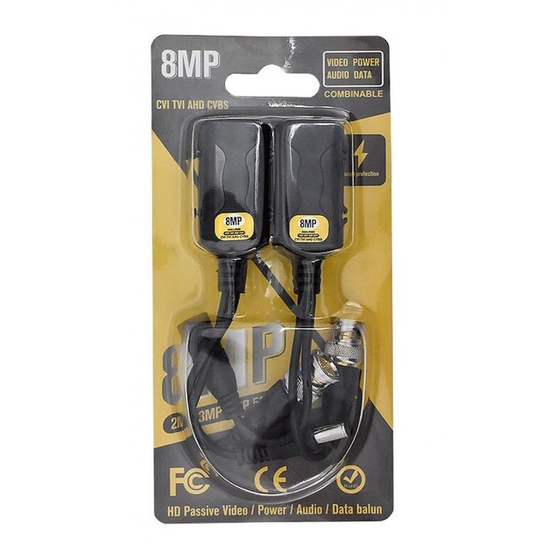 MALIK - BALUN PARA CAMARA RJ45 A BNC +DC APOYA 200-500 MEGAPIXEL NUEVO 8MP