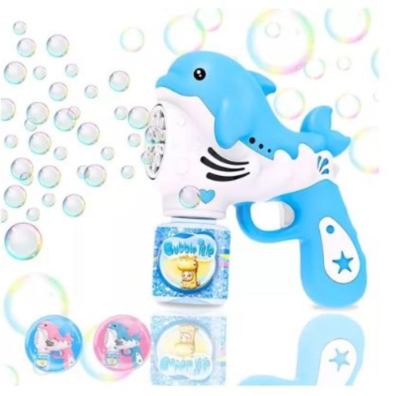 OEM - LANZADOR DE BURBUJAS DELFIN PARA NIÑOS CON LUCES LED CELESTE