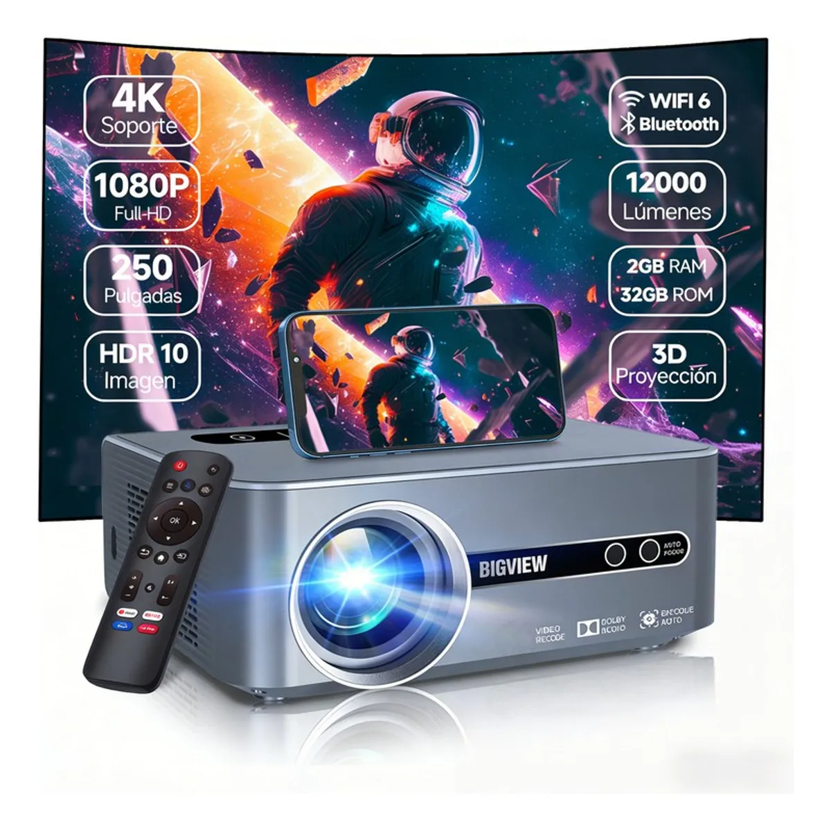 METEX - Proyector 4k Profesional Android 90 Full Hd 12000