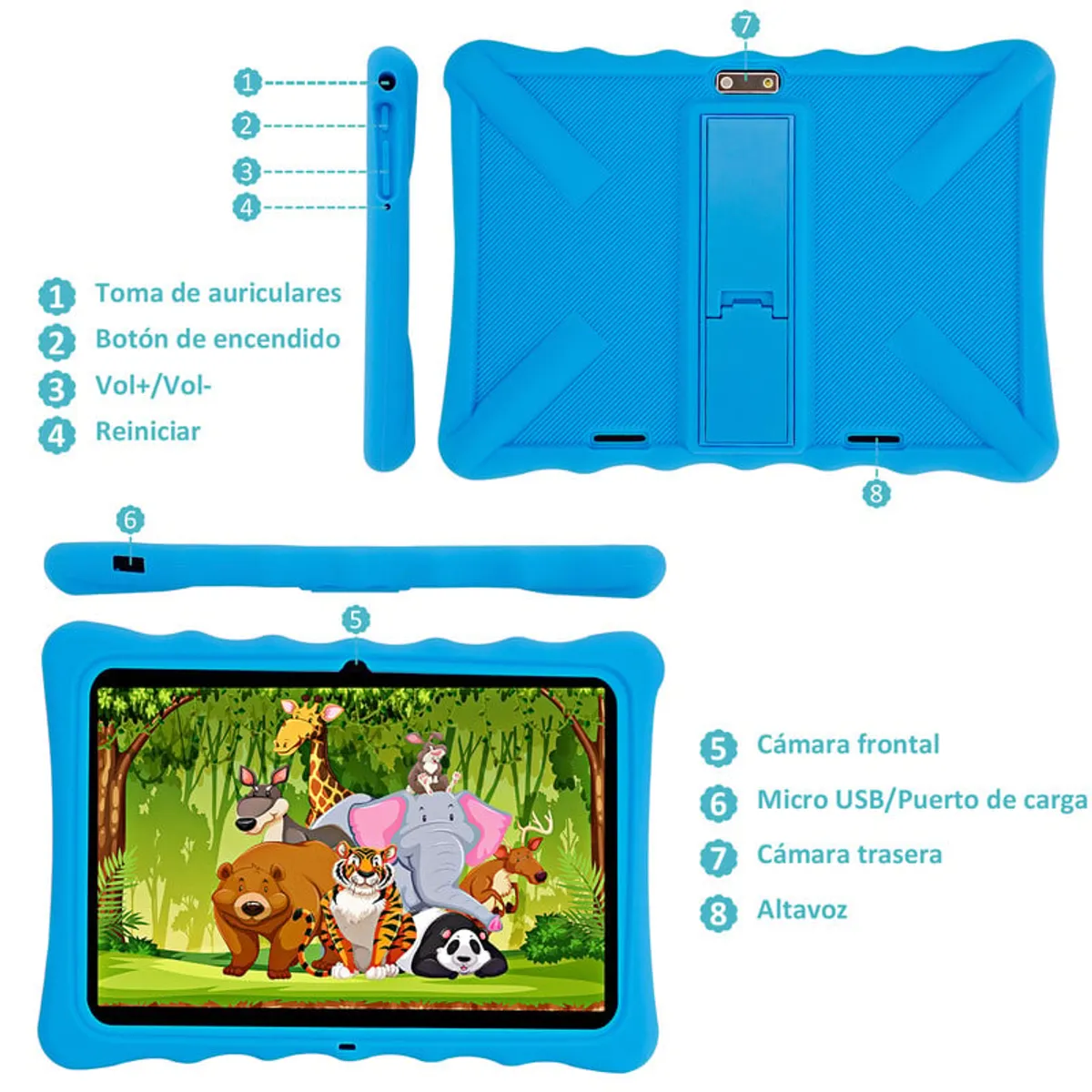 VEIDOO - Tablet Niños Veidoo con Control Parental 32GB 101 - Azul