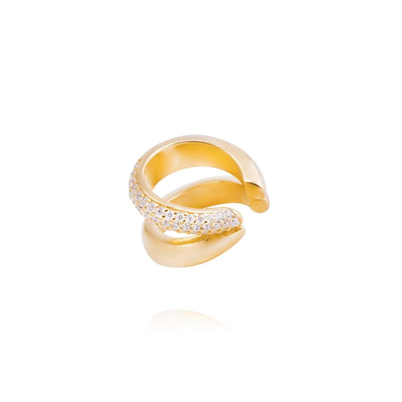 JB JOYAS BARON - Piercing de Plata Esterlina 925 Earcuff doble Bañado en Oro 14kt