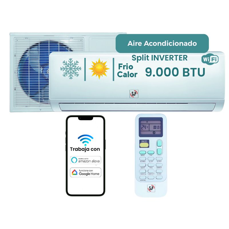 SP - Aire Acondicionado Wifi Split Inverter 9000 Btu Frío Y Calor Soler y Palau