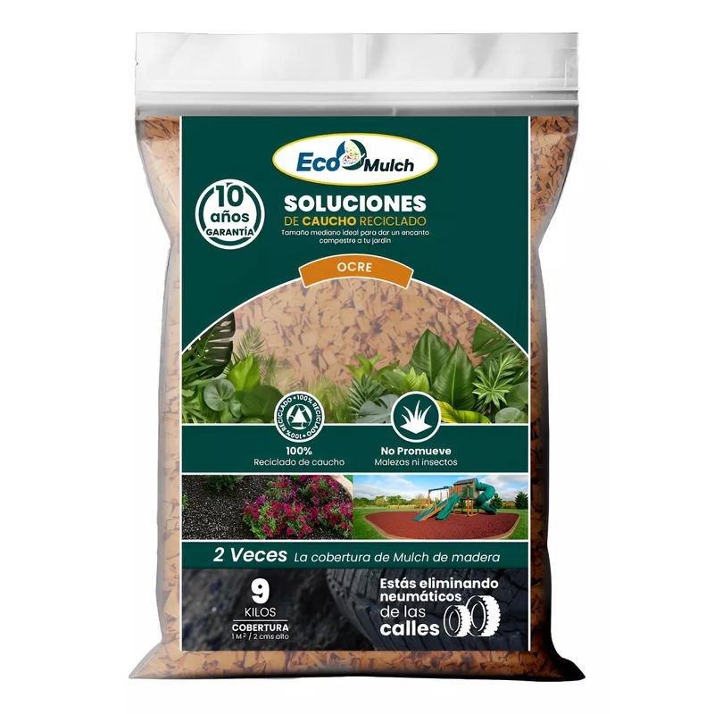 GENERICO - Mulch / Bolsa 9 Kg / Caucho Reciclado / Decorativo / Ocre