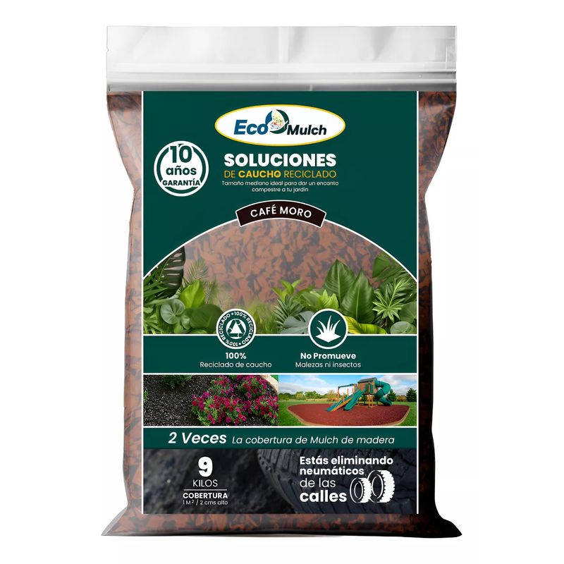 GENERICO - Mulch / Bolsa 9 Kg / Caucho Reciclado / Decorativo / Café Moro