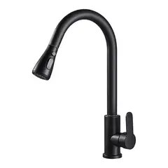 MUNDO MAGIA - Llave Monomando Lavaplatos Profesional Extraíble Negra